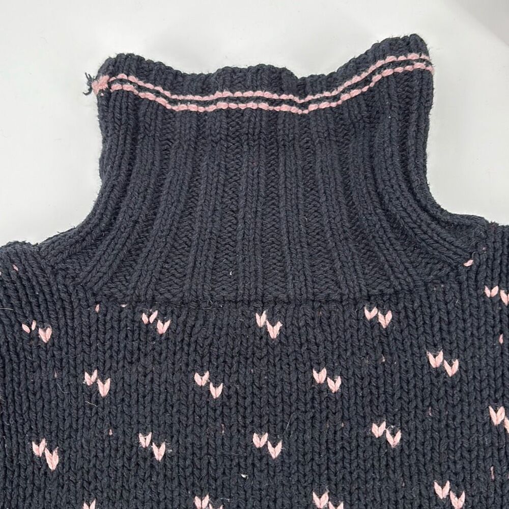 Vintage Liz Sports Petite Hand Knit Cotton Floral Chunky Turtleneck Sweater Mult - Picture 6 of 7